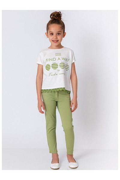 incity Girl's Skinny Leg Khaki Green Trousers