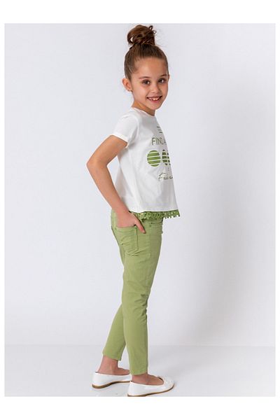 incity Girl's Skinny Leg Khaki Green Trousers
