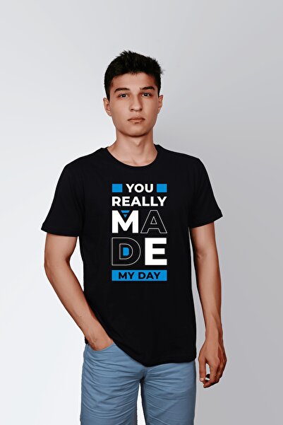 ErTaPassage Negru cu imprimeu Bărbați tricou - Te-am încântat, scris, T1585995