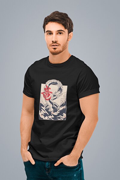 ErTaPassage Черна мъжка тениска - принт „Морски дракон“, T9061040