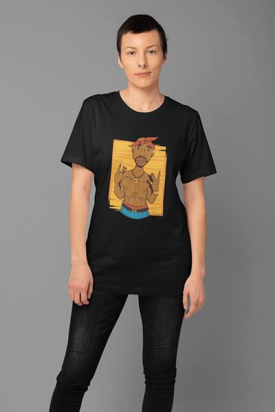 ErTaPassage Negru Tu Pac cu imprimeu Femei tricou - T1704270