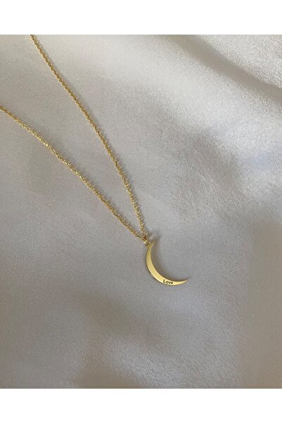 GÜMÜŞ 925k Ay Üstünde Isim Altın Kaplama Kolye