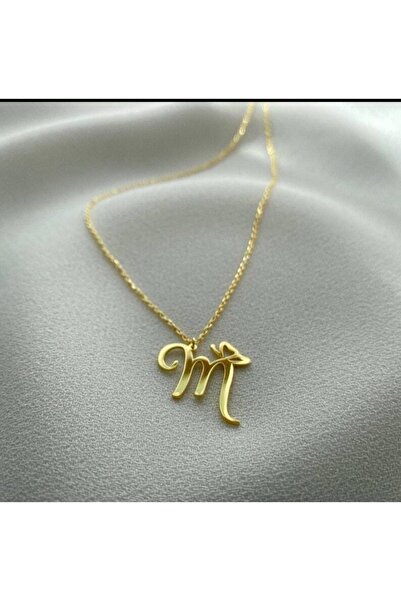 Genel Markalar M Baş Harfli Kelebek Detaylı Gümüş Kolye 925k