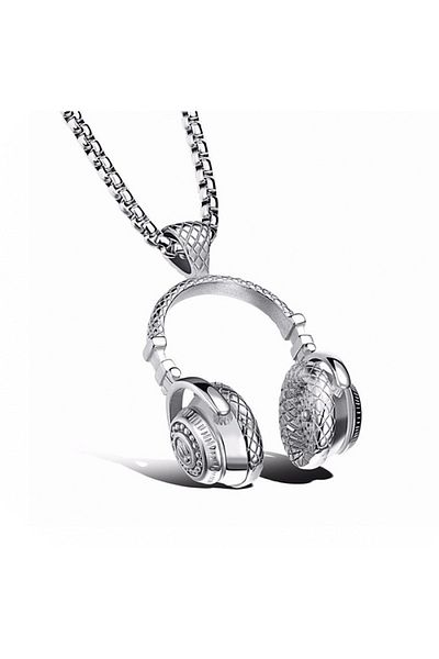 Solfera Headphone Headset Shaped Music Men's Steel Necklace Chain Q0606
