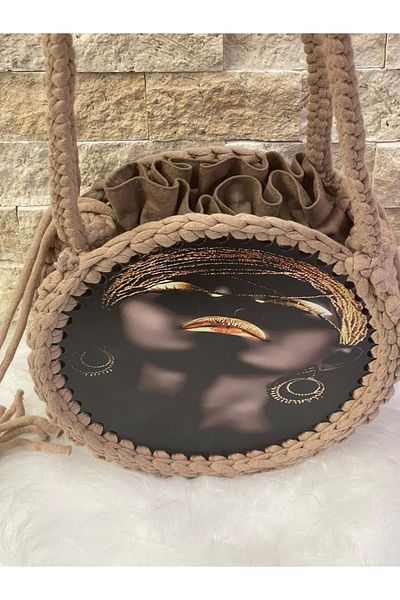 Gönülden Tasarım Ειδική σχεδίαση Ethnic μοτίβο Bohemian MDF Κρεμαστό τσαντάκι με κορδόνι 23x23cm