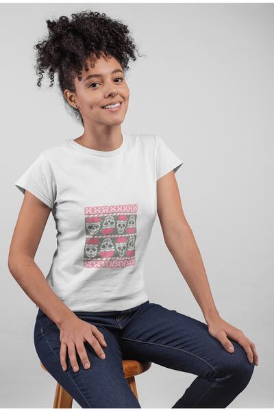 ErTaPassage Motiv alb tricotat pentru femei tricou - T5909980