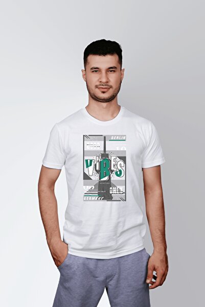 ErTaPassage Alb cu imprimeu Bărbați tricou - Doar simțuri bune T5288798