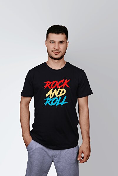 ErTaPassage Black Rockn Roll cu imprimeu pentru bărbați tricou - T6169322
