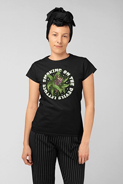 ErTaPassage Γυναικείο μπλουζάκι Black Big Plant με τύπωμα - T7341032