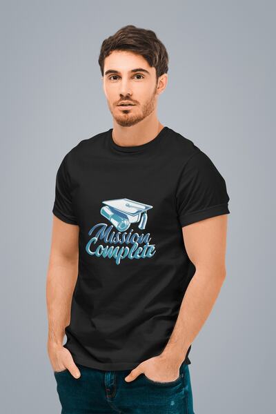 ErTaPassage Negru cu imprimeu Bărbați tricou - Misia sosită la scop, T2018369