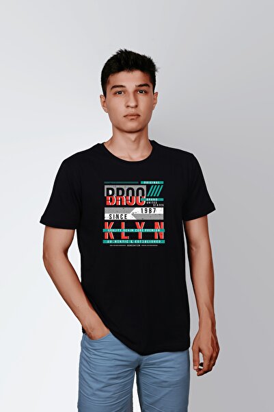 ErTaPassage Brooklyn 1987 cu imprimeu Negru pentru bărbați tricou - T3790953