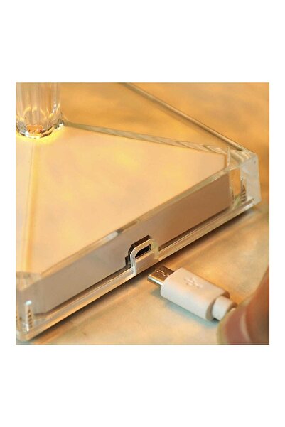 Yussraw Masaa Lambası Aydınlatma Akrilik Kristal Led Şarjlı Masa Üstü Lamba