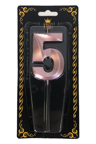 PARTİSERÜVENİ Rakam Mum 5 Rose Renk 14 Cm