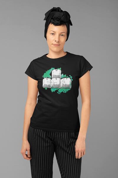 ErTaPassage Μαύρο γυναικείο μπλουζάκι με μοτίβο πληκτρολογίου παιχνιδιού - T8...