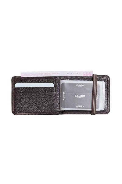 GUARD Genuine Leather Brown Elastic Sports Wallet
