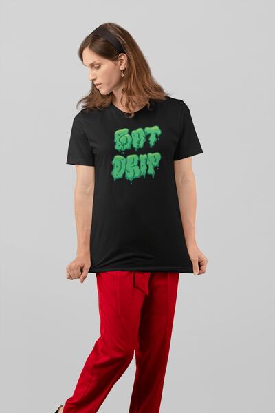 ErTaPassage Negru Verde Damla cu imprimeu Femei tricou - T1302198