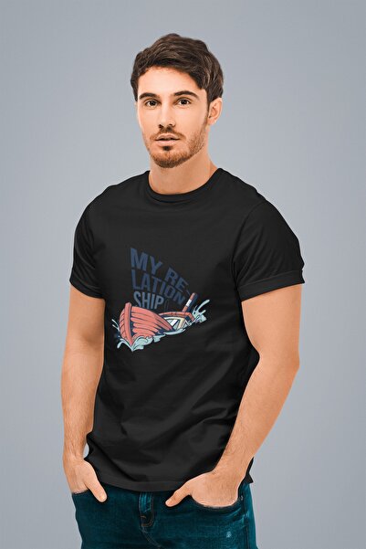 ErTaPassage Black Batan cu imprimeu Bărbați tricou - T8610406
