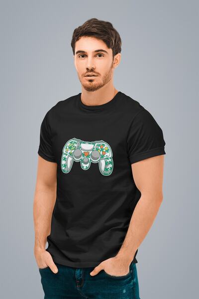 ErTaPassage Negru cu imprimeu Bărbați tricou - Controler T5267021