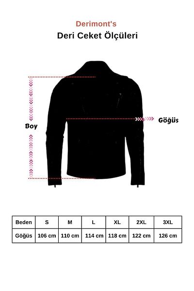 Derimont's Genuine Leather Black Men's Leather Jacket with Embroidered Zipper on the Front