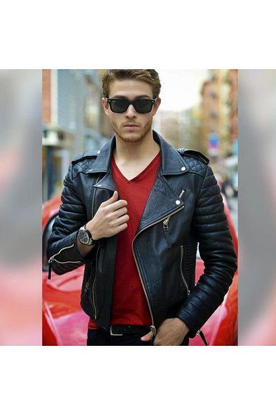 Derimont's Genuine Leather Black Boda Zippered Men's Leather Jacket