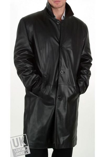Derimont's Genuine Leather Black Saint Long Men's Leather Jacket