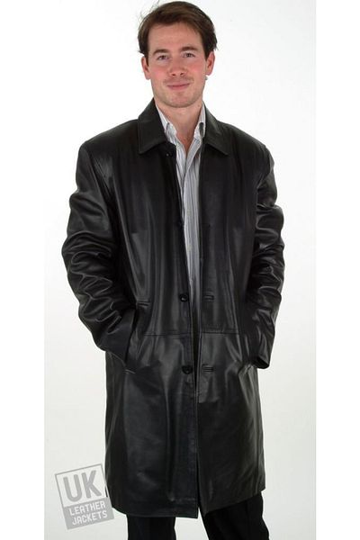 Derimont's Genuine Leather Black Saint Long Men's Leather Jacket