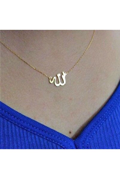 GÜMÜŞ 24 Ayar Has Altın Kaplama Arapça Allah Yazılı Kolye
