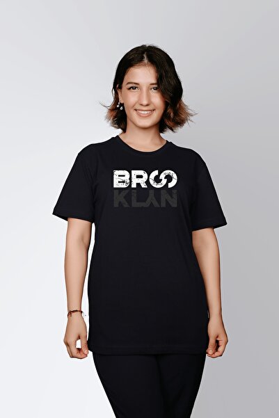 ErTaPassage Brooklyn cu imprimeu Negru supradimensionat Femei tricou - T4594077