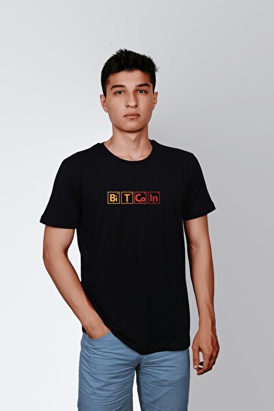 ErTaPassage Мъжка черна тениска с принт Bitcoin - T4296972