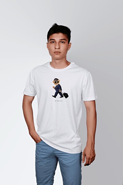 ErTaPassage Ανδρικό μπλουζάκι White Airline Pilot με τύπωμα - T5641871