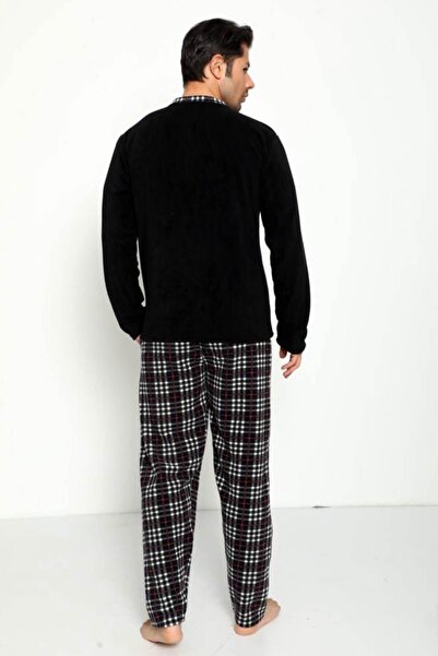 Pijamaevi Siyah Winner Baskılı Polar Erkek Pijama Takımı