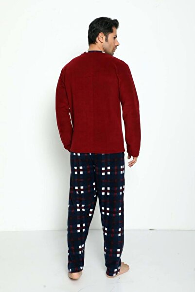 Pijamaevi Bordo Department Baskılı Polar Erkek Pijama Takımı