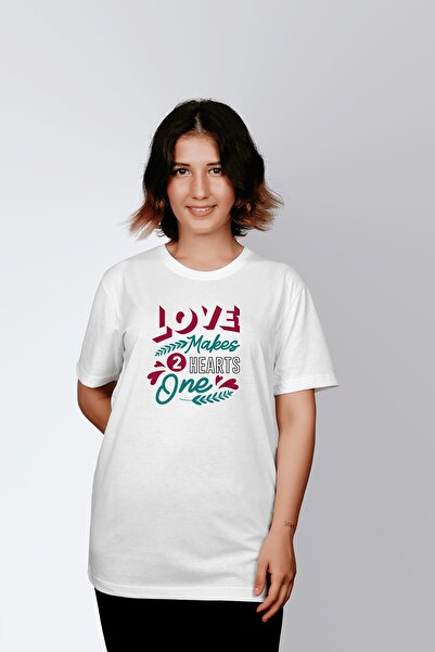 ErTaPassage Alb „Dragostea face două inimi într-o singură” cu imprimeu Femei ...