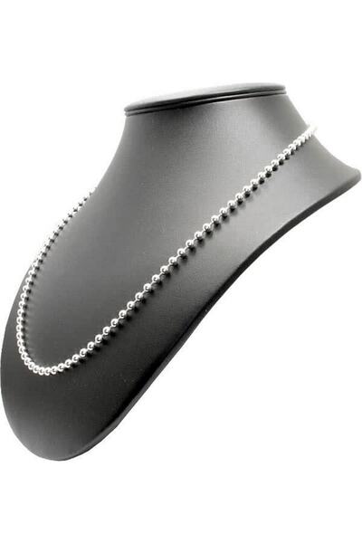 Market66 3mm Kalın Top Boncuk Kolye Orta Uzun Zincir Paslanmaz Çelik 70 Cm Er...