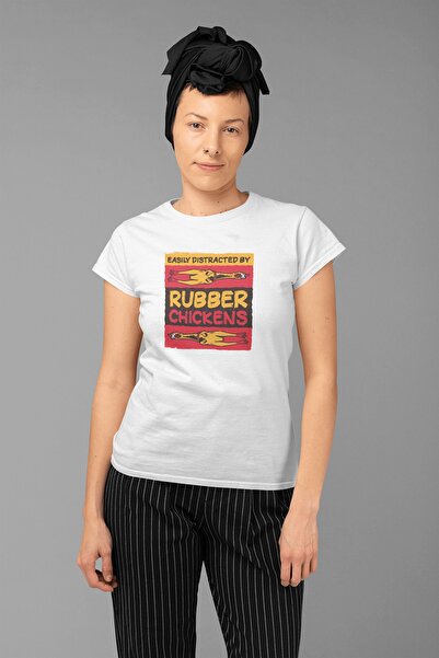 ErTaPassage Λευκό μπλουζάκι oversized - Rubber Chicken με τύπωμα , Γυναικείο,...