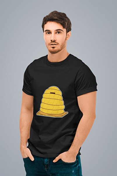 ErTaPassage Negru cu imprimeu Bărbați tricou - Cușcă de albine T5960051