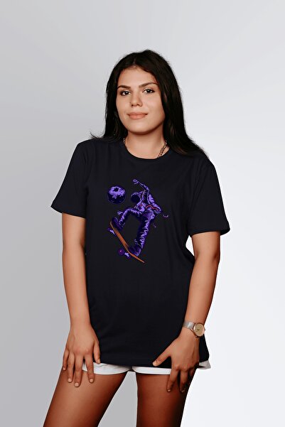 ErTaPassage Black Skate Astronaut cu imprimeu Femei tricou - T7572618