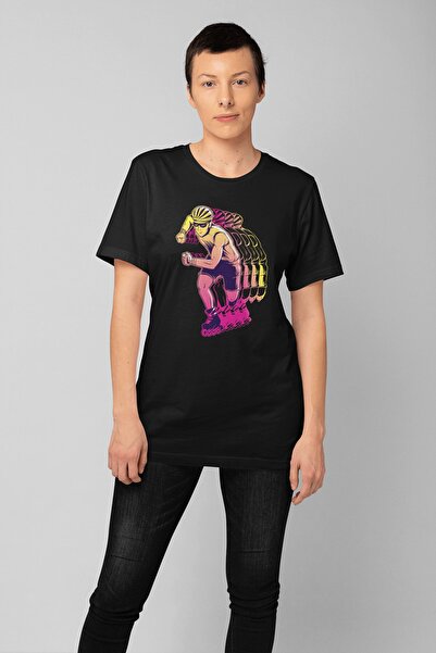 ErTaPassage Γυναικείο μπλουζάκι Black Skater με τύπωμα - T8343286