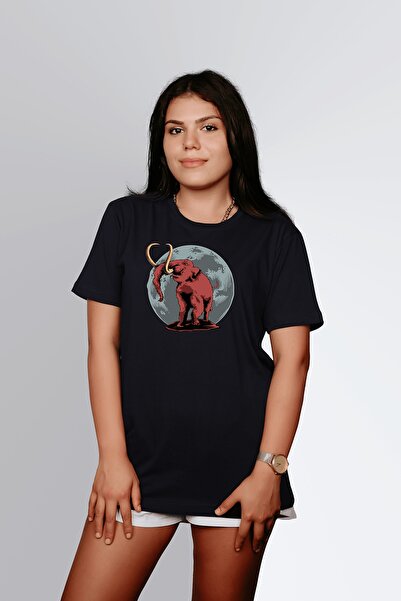 ErTaPassage Mamut negru pentru femei cu imprimeu supradimensionat tricou T313...