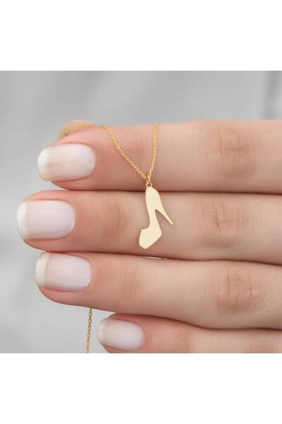 GÜMÜŞ 925k Steletto Ayakkabı Figürlü Altın Kaplama Kolye