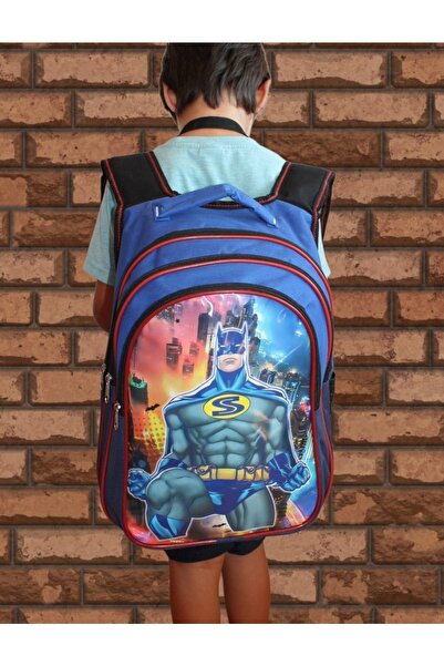 BULUT Ilkokul Çantası Batman Figürlü Beslenme Çantalı Set Erkek Çocuğu Okul Çantası