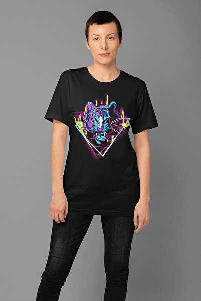 ErTaPassage Negru Neon cu imprimeu Femei tricou - T4783831