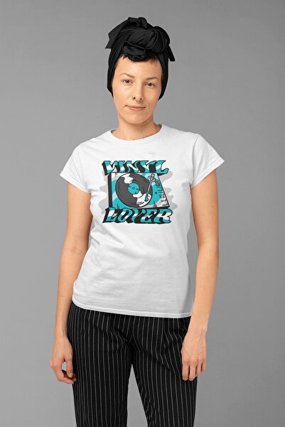 ErTaPassage Дамска тениска с принт на бял грамофон - T1488883