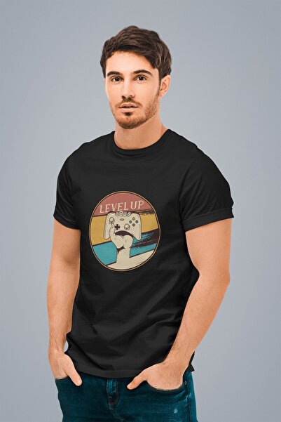ErTaPassage Nivel cu imprimeu pentru bărbați, negru tricou - T4561638