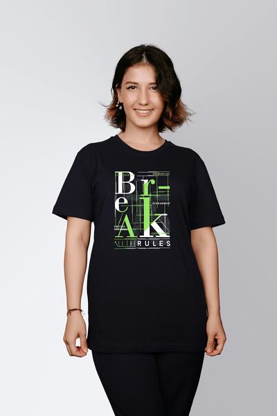 ErTaPassage Negru cu imprimeu Femeie tricou - Break Written, T1676390