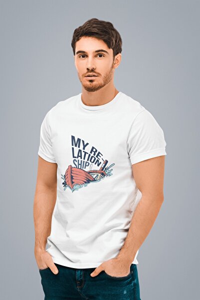 ErTaPassage Beyaz Batan cu imprimeu Bărbați tricou - T8610406