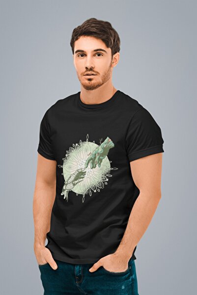 ErTaPassage Ανδρικό μπλουζάκι Black Technology and Nature με τύπωμα - T6577041