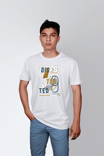 ErTaPassage Λευκό μπλουζάκι oversized - Εκτύπωση με αντιστροφή γραμμάτων, T44...