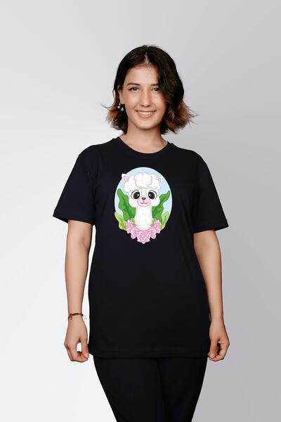 ErTaPassage Γυναικείο μπλουζάκι μαύρο Cutel Lama με τύπωμα Standard T5023820