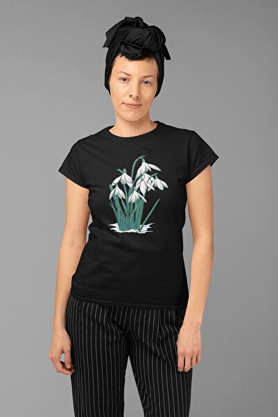 ErTaPassage Дамска тениска с принт на черно зюмбюлче - T5695939